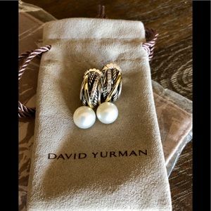 David Yurman Crossover Pearl & Diamond Earrings